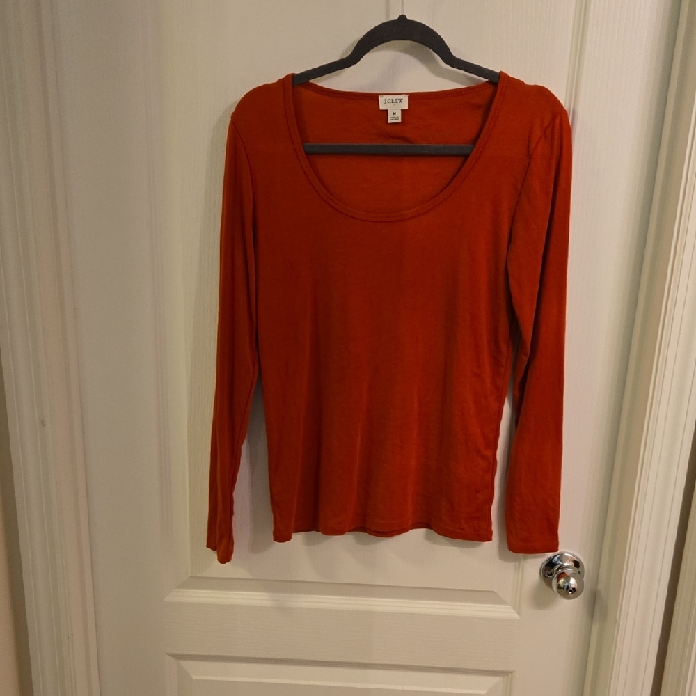 J. Crew Rich Red Long Sleeve Tee Womens EUC